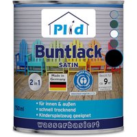 Buntlack 0,75L für ca. 9m² - Schwarz / Holzfarbe Türenlack Acryllack von Plid