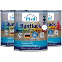 Buntlack 2,25L für ca. 27m² - Weiß / Holzfarbe Türenlack Acryllack von Plid