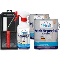 Heizkörperlack LH Set 5L Weiß Glänzend für ca. 60m² + Lackierset + Anlauger 0,5L von Plid