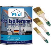 Holz Isoliergrund 0,75l Weiß, für ca. 6m² + Pinselset 3 tgl. / Isolierfarbe von Plid