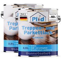 Parkettlack 5L Farblos Glänzend für ca. 60m² /Parkettsiegel Klarlack Holzlack von Plid