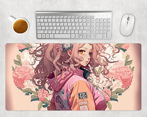 Anime Gaming Mousepad XXL 80x40cm, Große Schreibtischunterlage Rutschfest, PC Gamer Mauspad, Maus Pad Groß, Computer Zubehör, Kawaii Schreibtischmatte, Anime Merch von PlimPlom