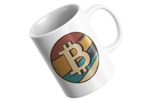 Bitcoin Tasse Weiß - Bitcoin Retro Design - Beidseitig Bedruckt - Crypto Tasse - Kryptowährung Kaffeetasse von PlimPlom