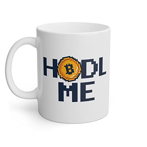 Bitcoin Tasse Weiß - Hodl Me - Beidseitig Bedruckt - Crypto Spruch Tasse - Kryptowährung Kaffeetasse von PlimPlom