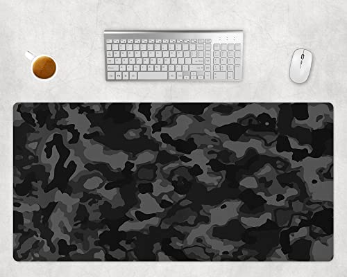 Black Camouflage Mauspad XXL, Schreibtischunterlage Groß, Mousepad Rutschfest, Gamer Maus Pad, Gaming PC Computer Zubehör, Schreibtisch Matte, Büro Deko (80x40cm) von PlimPlom