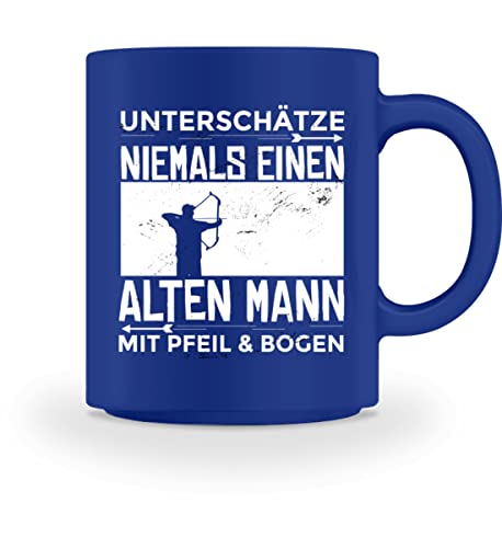 Bogenschießen Tasse Beidseitig Bedruckt - Bogensport Kaffeetasse Kaffeebecher - Bogensport Zubehör (Blau) von PlimPlom