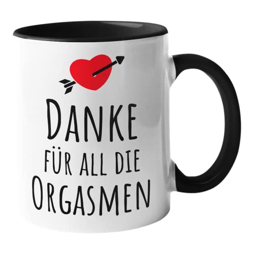 Danke Für All Die Orgasmen - Lustige Tasse Mit Spruch - Kaffeetasse Zweifarbig Und Beidseitig Bedruckt - Pärchen Tasse - Valentinstag - Hochzeitstag - Jahrestag - Paar Kaffeetasse (Schwarz) von PlimPlom