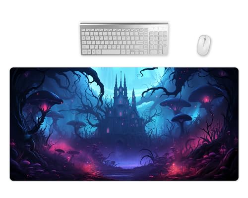 Fantasy Landschaft Mauspad Groß XXL - Schreibtischunterlage - Hochwertiges Gaming Mousepad 2 Größen - Schreibtisch Matte Groß - Präzision und Geschwindigkeit - PC Zubehör (1, 80x40cm) von PlimPlom