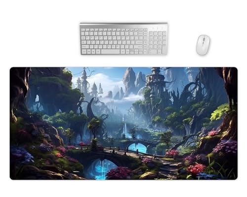 Fantasy Landschaft Mauspad Groß XXL - Schreibtischunterlage - Hochwertiges Gaming Mousepad 2 Größen - Schreibtisch Matte Groß - Präzision und Geschwindigkeit - PC Zubehör (2, 60x35cm) von PlimPlom