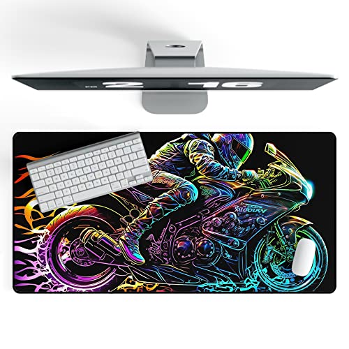 Gaming Mauspad XXL Motorrad - 800 x 400 mm - Schreibtischunterlage Groß Rutschfest Und Wasserdicht - Biker Gamer Mousepad von PlimPlom