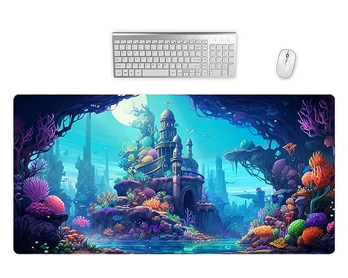 Gaming Mauspad XXL - Unterwasserwelt Kinder Schreibtischunterlage - Hochwertiges Mousepad In 2 Größen - Schreibtisch Matte - Bessere Präzision und Geschwindigkeit (1, 80x40cm) von PlimPlom