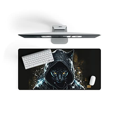 Katze Gaming Mauspad XXL 80x40cm, Große Schreibtischunterlage, PC Gamer Mousepad Rutschfest, Maus Pad Groß, Computer Zubehör, Büro Deko Schreibtischmatte von PlimPlom