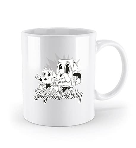 Lustige Pärchen Tasse Mit Spruch In Weiß Beidseitig Bedruckt - Sugar Daddy Kaffeetasse Kaffeebecher (Weiß) von PlimPlom