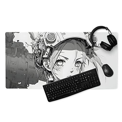 Manga Gaming Mauspad XXL Anime Schreibtischunterlage Groß Vernähte Ränder Rutschfest Gamer Mouse Pad Geschenk PC Computer Zubehör (80x40cm) von PlimPlom