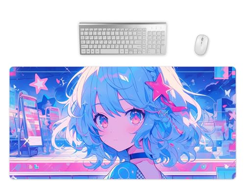 Mauspad Gaming XXL - Anime Girl Manga Schreibtischunterlage - Hochwertiges Mousepad In 2 Größen - Schreibtisch Matte Groß - Bessere Präzision und Geschwindigkeit - PC Computer Zubehör (60x35cm) von PlimPlom