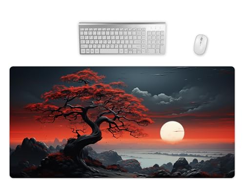 Mauspad Groß XXL - Landschaft Mit Baum Schreibtischunterlage - Hochwertiges Gaming Mousepad 2 Größen - Schreibtisch Matte Groß - Präzision und Geschwindigkeit - PC Zubehör (2, 60x35cm) von PlimPlom