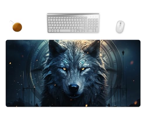 Mauspad XXL - Gothic Wolf Schreibtischunterlage - Fantasy Gaming Mousepad Groß - Schreibtisch Matte In 2 Größen (3, 80x40cm) von PlimPlom