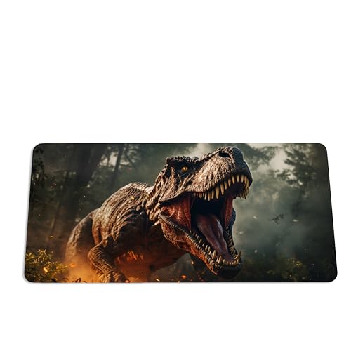 Mauspad XXL T-Rex Gaming, Dinosaurier Schreibtischunterlage Groß, Dino Gamer Mousepad, Tischunterlage Rutschfest, Tischmatte (2, 60x35cm) von PlimPlom