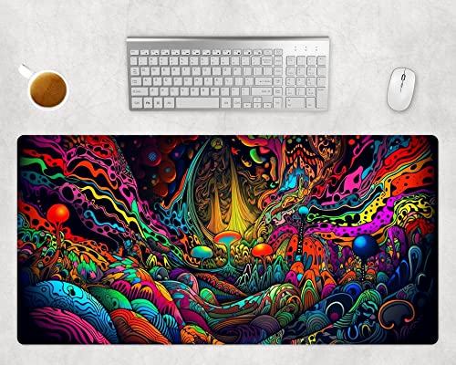 Mauspad XXL Trippy - Schreibtischunterlage Groß - Psychedelic Mousepad Rutschfest - Spirituelles Gamer Maus Pad - Gaming PC Computer Zubehör (80x40cm) von PlimPlom