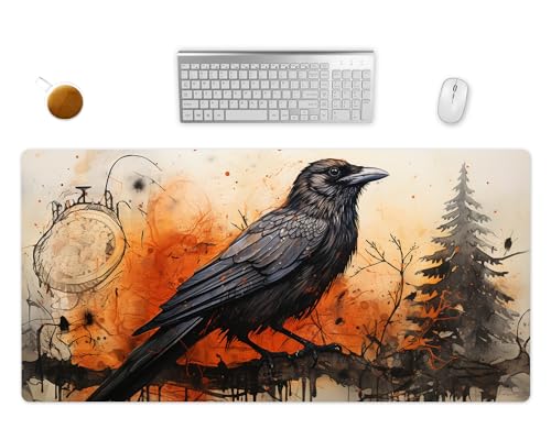 Mauspad XXL - Wikinger Rabe Gothic Schreibtischunterlage - Gaming Mousepad Groß - Schreibtisch Matte In 2 Größen (2, 80x40cm) von PlimPlom