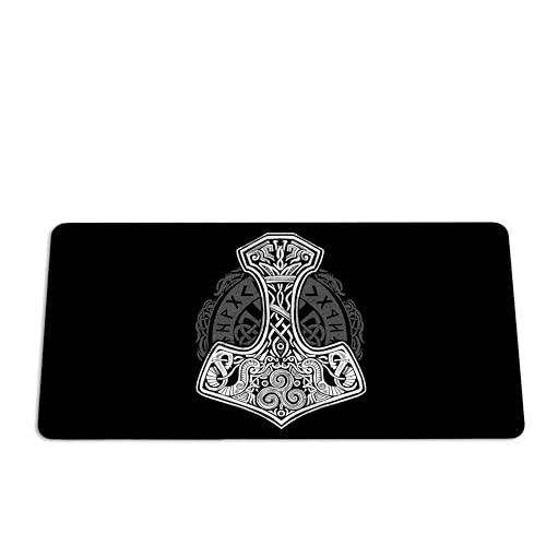Mauspad XXL Wikinger Thor Hammer - Mjolnir Schreibtischunterlage - Gaming Mousepad Groß - Schreibtisch Matte In 2 Größen - Tischunterlage Rutschfest (80x40cm) von PlimPlom