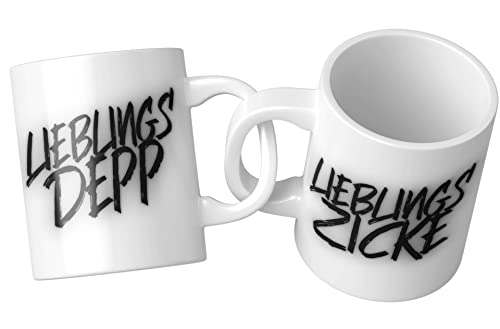 Pärchen Tasse 2er Set Lieblingsdepp Und Lieblingszicke Beidseitig Bedruckt - Paar Kaffeetasse Kaffeebecher Zum Valentinstag Oder Hochzeitstag von PlimPlom