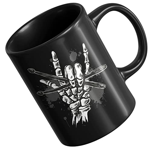 Schlagzeuger Tasse - Drummer Kaffeetasse Teetasse Schwarz Beidseitig Bedruckt - Schlagzeug Zubehör von PlimPlom