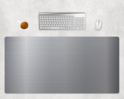 Schreibtischunterlage 80x40cm Aluminium Optik Gaming Mauspad XXL PC Unterlage Rutschfest Mousepad Groß Büro Deko Schreibtischmatte Mouse Pad von PlimPlom
