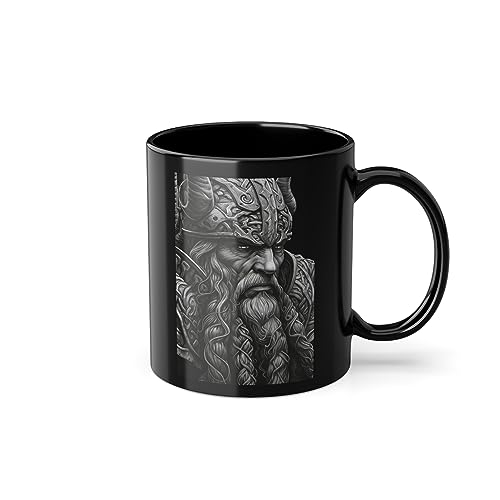 Tasse Schwarz Wikinger - Viking Krieger Kaffeetasse 330ml - Beidseitig Bedruckt - Kaffeebecher - Küche Zubehör - Teetasse - Bürotasse - Mittelalter Deko von PlimPlom