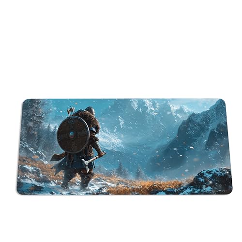 Wikinger Mauspad XXL Gaming - Schreibtischunterlage Groß - Gamer Mousepad - Schreibtisch Matte In 2 Größen - Tischunterlage Rutschfest (1, 80x40cm) von PlimPlom