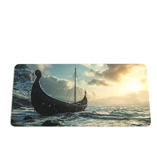 Wikinger Mauspad XXL Gaming - Schreibtischunterlage Groß - Gamer Mousepad - Schreibtisch Matte In 2 Größen - Tischunterlage Rutschfest (4, 80x40cm) von PlimPlom