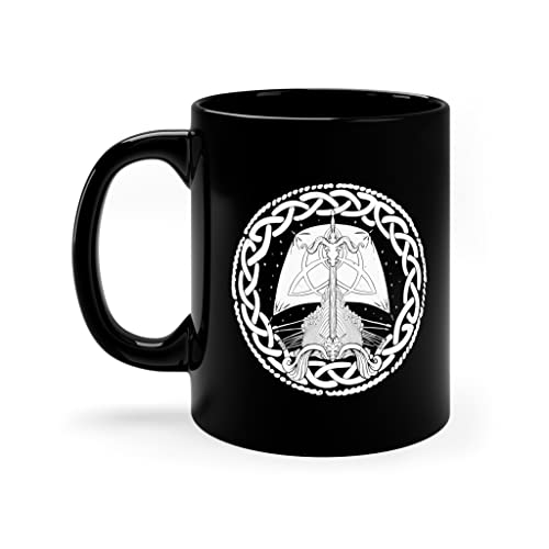 Wikinger Tasse In Schwarz Beidseitig Bedruckt - Viking Kaffeetasse - Wikinger Deko - Nordische Mythology Kaffeebecher von PlimPlom