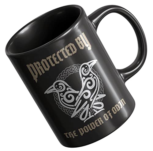 Wikinger Tasse Mit Spruch - Wikinger Deko - Odin Spruch Kaffeetasse Schwarz Beidseitig Bedruckt - Viking Tasse von PlimPlom