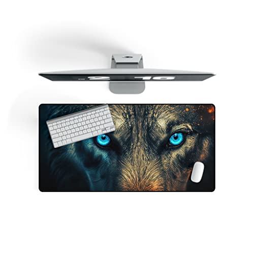 Wolf Schreibtischunterlage 80x40cm, Gaming Mauspad XXL, PC Matte Rutschfest, Gaming Mousepad Groß, Computer Zubehör, Büro Deko Schreibtischmatte von PlimPlom