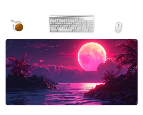 XXL Gaming Mousepad Groß Retro Synthwave - Große Schreibtischunterlage für ultimative Spielerlebnisse - Mauspad In 2 Größen (80x40cm) von PlimPlom