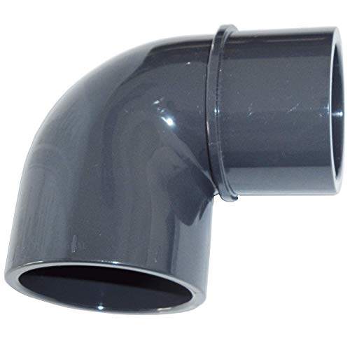 Plimat PVC Klebefitting 50 mm T-Stück Bogen Rohr Winkel Muffe Kappe Verschraubung (PVC Winkel 90° - reduziert) von Plimat