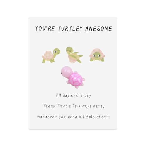 Positive Turtle, You're Turtley Awesome Positive Energy Friendship Turtle, Mini Cute Turtle Ornament with a Encourage Card, Pocket Turtle Hug Cheer Up Gifts for Family Friends (Red) von Plimbin