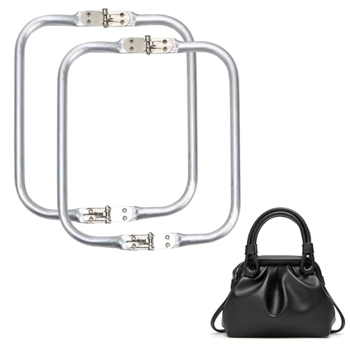 2 Stück Häkelnadeltaschen in U-Form, (20 x 9,2 cm) Tasche in U-Form Innengriff, Kuss Verschluss Rahmen Tasche aus Aluminium, Griff Tasche Rahmen Verschluss für DIY Tasche von Plimbin