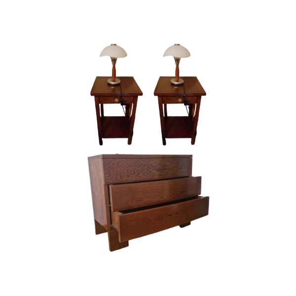 Set aus 1 Holz-Kommode und 2 Nachttischen, Plinio il Giovane von Plinio il Giovane