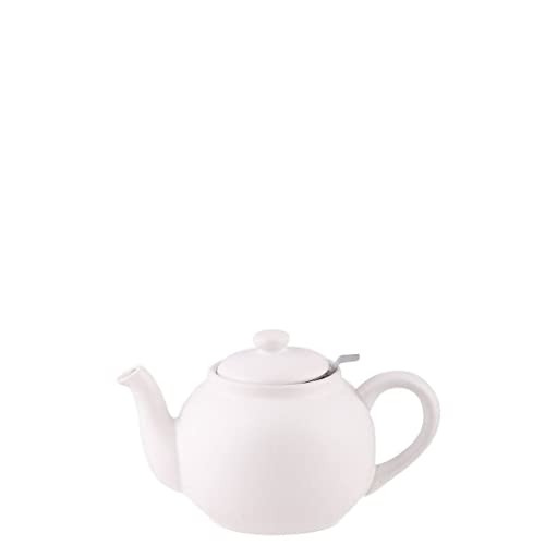 PLINT Simple & Stylish Ceramic Teapot, Globe Teapot with Stainless Steel Strainer, Ceramic Teapot for 3-5 Cups, 900ml Ceramic Teapot, Flowering Tea Pot, TeaPot for Blooming Tea, White von Plint