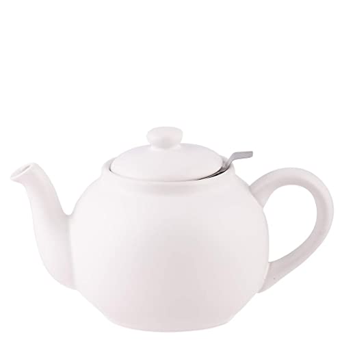PLINT Eleganter Keramik-Teekanne Mit Edelstahlsieb - 1500ml Fassungsvermögen für 6-8 Tassen, Ideal für Blühenden Tee - Weiß von Plint