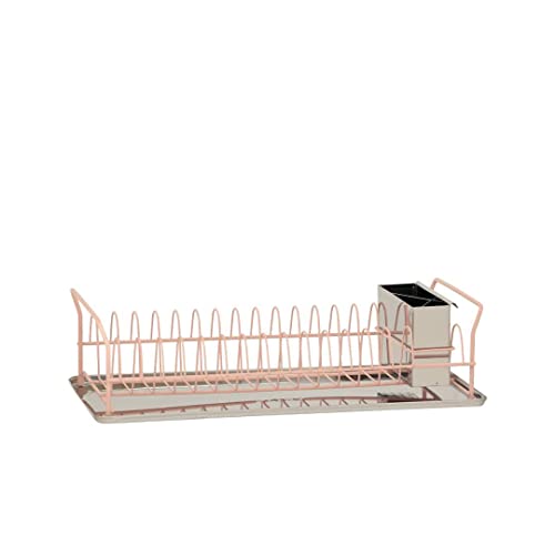 Plint Premium Dish Rack - Plate Drying Rack with Cutlery Holder & Drip Tray Edelstahl Draining Dish Rack Drainer - Dish Draining Rack for Kitchen Counter - Small Dish Drainer Rose Color von Plint