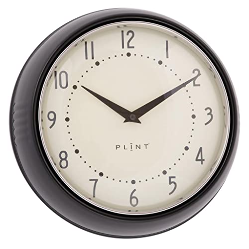 PLINT Retro Wanduhr Silent Non-Ticking Decorative Black Color Wall Clock, Retro Style Wall Decoration for Kitchen Living Room Home, Office, Schule, Easy to Read Large Numbers von Plint