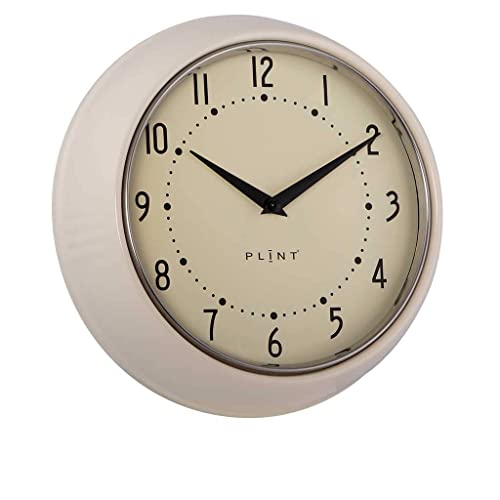 PLINT Retro Wanduhr Silent Non-Ticking Decorative Cream Color Wall Clock, Retro Style Wall Decoration for Kitchen Living Room Home, Office, Schule, Easy to Read Large Numbers von PLINT