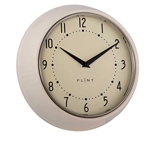 PLINT Retro Wanduhr Silent Non-Ticking Decorative Cream Color Wall Clock, Retro Style Wall Decoration for Kitchen Living Room Home, Office, Schule, Easy to Read Large Numbers von Plint