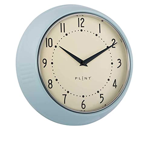 PLINT Retro Wanduhr Silent Non-Ticking Decorative Ice Color Wall Clock, Retro Style Wall Decoration for Kitchen Living Room Home, Office, Schule, Easy to Read Large Numbers von PLINT