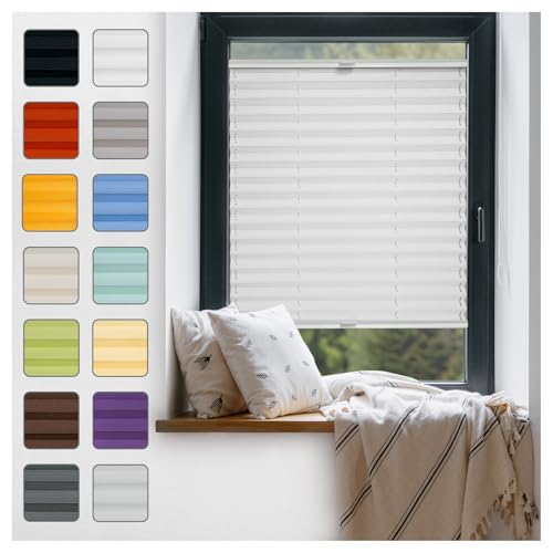 Fenster Plissee ohne Bohren zum Kleben Innenrahmen - Thermo Plisseerollo Innen - Rollo Jalousie, Halterungen auf Rahmen, Faltrollo, Sichtschutz, Blickdicht, für Fenster & Tür - Hellgrau, 25 x 80 cm Fenster Plissee ohne Bohren zum Kleben Innenrahmen - Thermo Plisseerollo Innen - Rollo Jalousie, Halterungen auf Rahmen, Faltrollo, Sichtschutz, Blickdicht, für Fenster & Tür - Hellgrau, 25 x 80 cm von Plisart