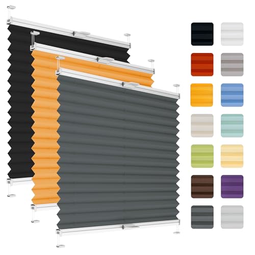 Fenster Plissee ohne Bohren zum Kleben auf Rahmen - Thermo Plisseerollo Innen - Rollo Jalousie, auf den Fensterrahmen, Faltrollo, Sichtschutz, Blickdicht, für Fenster & Tür - Grafit, 115 x 150 cm Fenster Plissee ohne Bohren zum Kleben auf Rahmen - Thermo Plisseerollo Innen - Rollo Jalousie, auf den Fensterrahmen, Faltrollo, Sichtschutz, Blickdicht, für Fenster & Tür - Grafit, 115 x 150 cm von Plisart