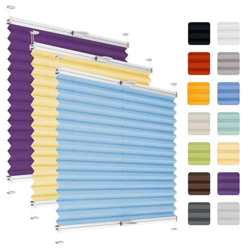 Fenster Plissee ohne Bohren zum Kleben auf Rahmen - Thermo Plisseerollo Innen - Rollo Jalousie, auf den Fensterrahmen, Faltrollo, Sichtschutz, Blickdicht, für Fenster & Tür - Lichtblau, 30 x 120 cm Fenster Plissee ohne Bohren zum Kleben auf Rahmen - Thermo Plisseerollo Innen - Rollo Jalousie, auf den Fensterrahmen, Faltrollo, Sichtschutz, Blickdicht, für Fenster & Tür - Lichtblau, 30 x 120 cm von Plisart