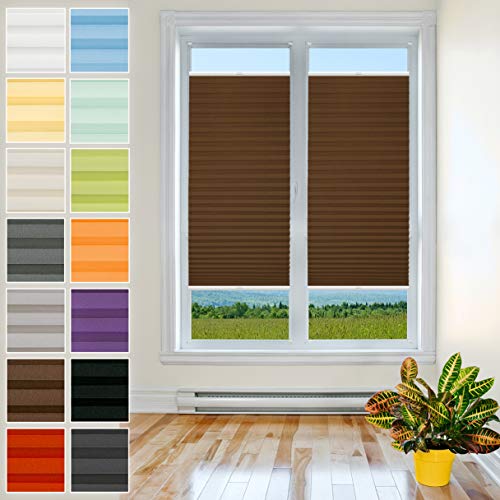 Klemmfix Plissee Ohne Bohren - 100 cm x 100 cm - Plissee Klemmfix Rollo Braun - Plissees für Fenster - Jalousien zum Klemmen - Plisee Rollo Ohne Bohren Klemmfix - Plisseerollo - Plisses - Plisse von Plisart